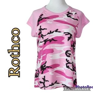 TOP Camo Pink Rothco White Black T-Shirt Stretchy Comfort Size Plus 2X